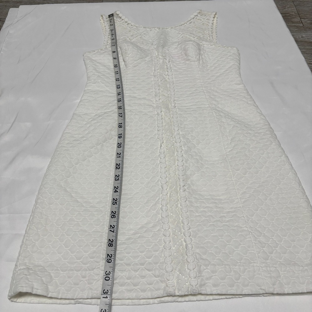 Lilly Pulitzer 2 Sheath White Textured Lace Sleeveless‎ Knee Length - Picture 7 of 8